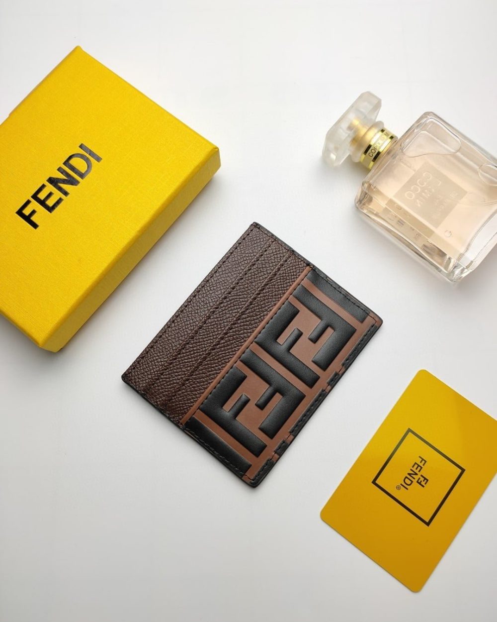 1:1 Replica Fendi Card Case Brown With Brown Card Slots For Men 4in/10cm FF