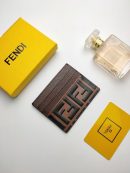 1:1 Replica Fendi Card Case Brown With Brown Card Slots For Men 4in/10cm FF