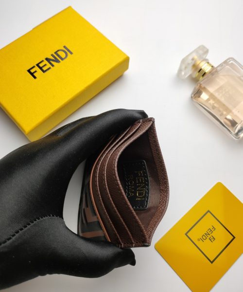 1:1 Replica Fendi Card Case Brown With Brown Card Slots For Men 4in/10cm FF