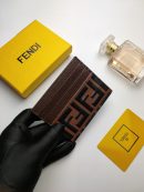 1:1 Replica Fendi Card Case Brown With Brown Card Slots For Men 4in/10cm FF