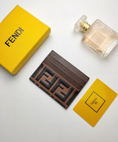 1:1 Replica Fendi Card Case Brown With Brown Card Slots For Men 4in/10cm FF