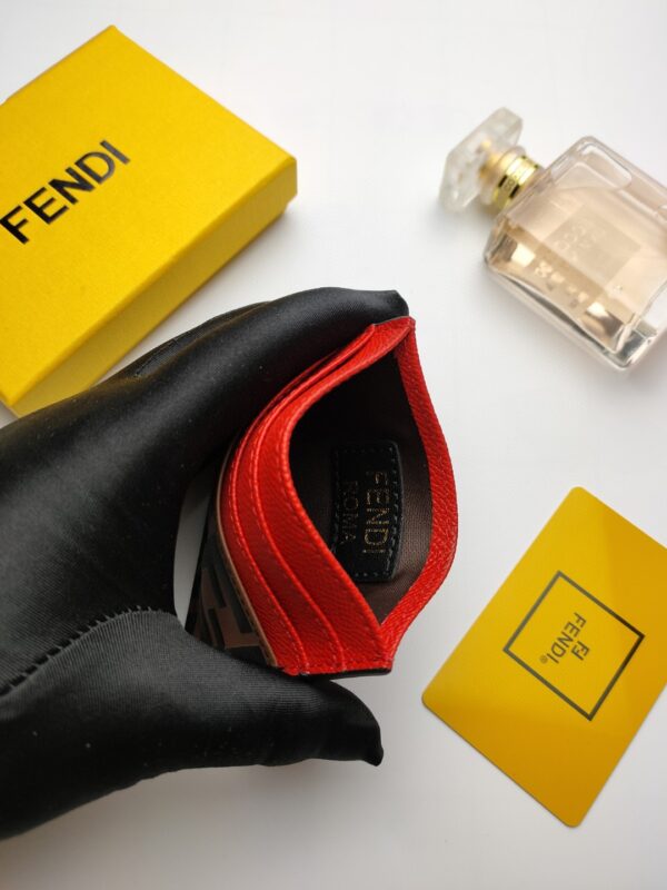 Fendi Card Case Brown With Red Card Slots For Women 4in/10cm FF 8M0445AAIIF13VJ