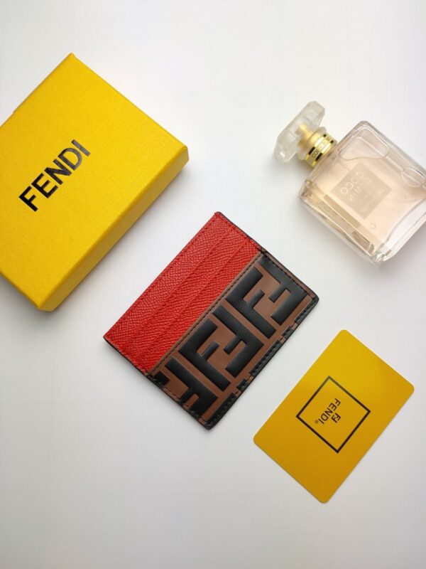 Fendi Card Case Brown With Red Card Slots For Women 4in/10cm FF 8M0445AAIIF13VJ