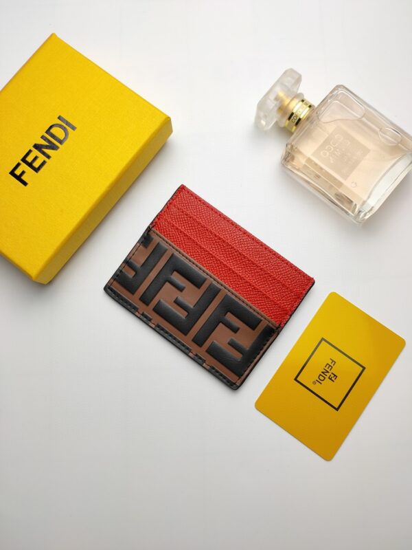 Fendi Card Case Brown With Red Card Slots For Women 4in/10cm FF 8M0445AAIIF13VJ
