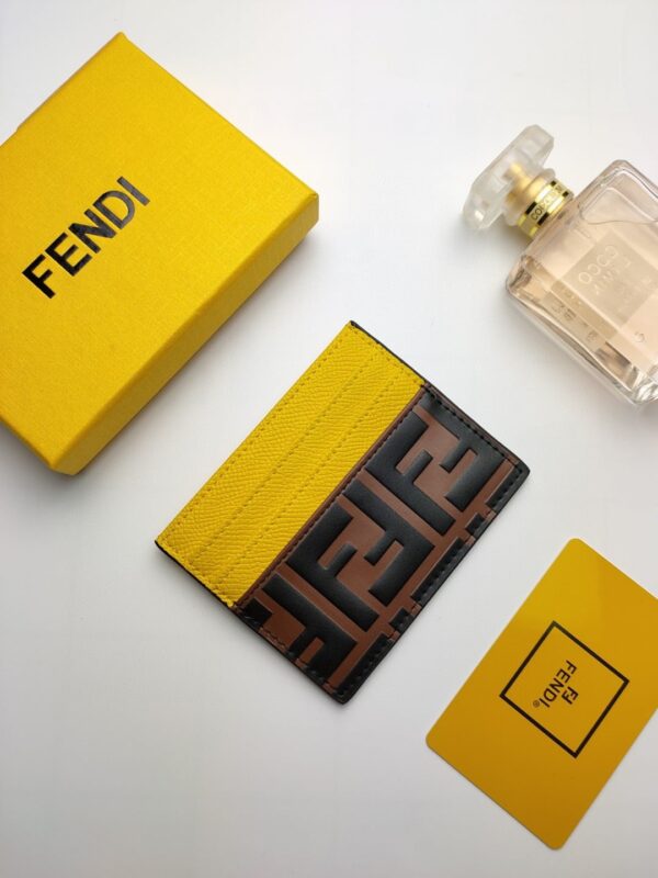 Fendi Card Case Brown With Yellow Card Slots For Women 4in/10cm FF 8M0445AAIIF19DA