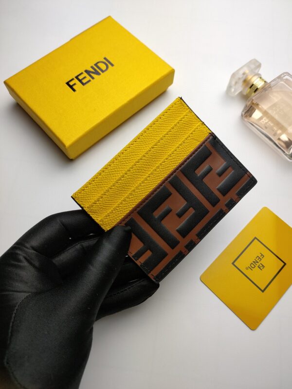Fendi Card Case Brown With Yellow Card Slots For Women 4in/10cm FF 8M0445AAIIF19DA