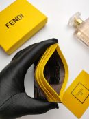 1:1 Replica Fendi Card Case Brown With Yellow Card Slots For Women 4in/10cm FF 8M0445AAIIF19DA