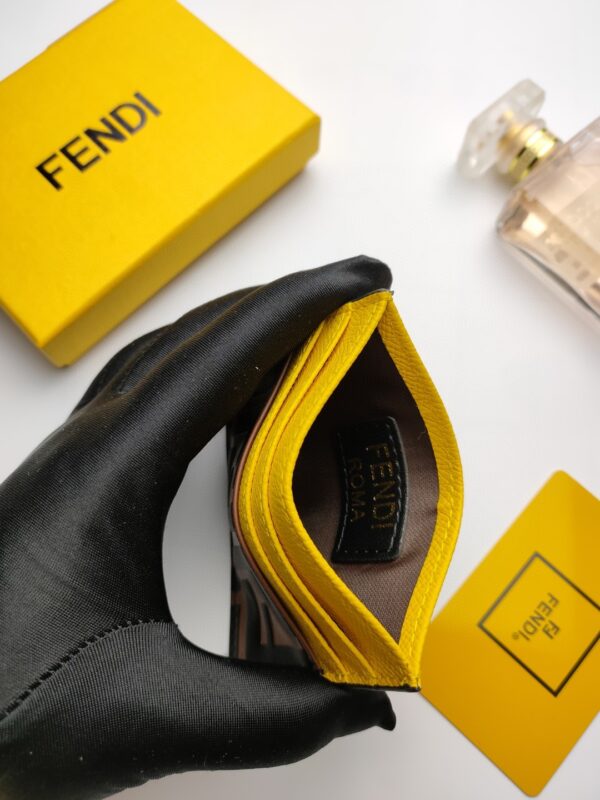 Fendi Card Case Brown With Yellow Card Slots For Women 4in/10cm FF 8M0445AAIIF19DA