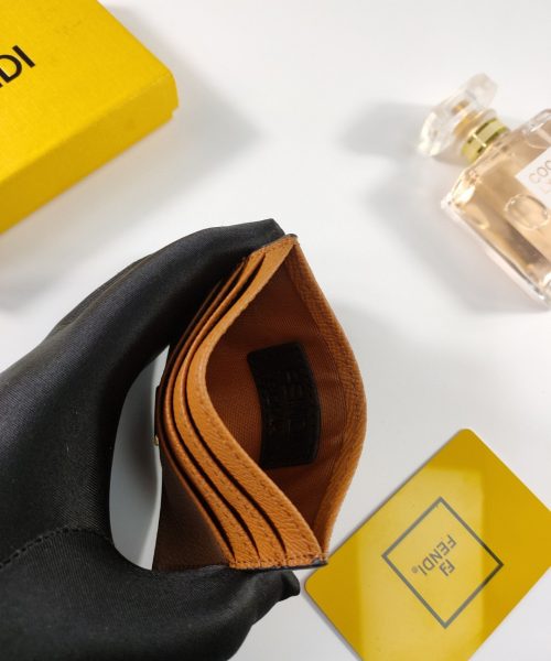 1:1 Replica Fendi Card Case Flat Brown For Women 4in/10cm FF