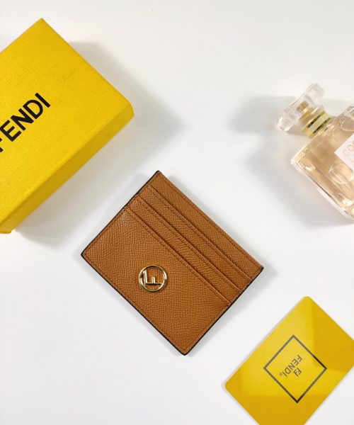 1:1 Replica Fendi Card Case Flat Brown For Women 4in/10cm FF