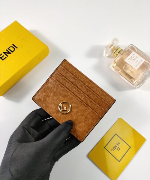 1:1 Replica Fendi Card Case Flat Brown For Women 4in/10cm FF