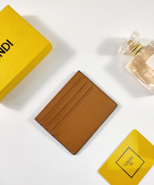 1:1 Replica Fendi Card Case Flat Brown For Women 4in/10cm FF