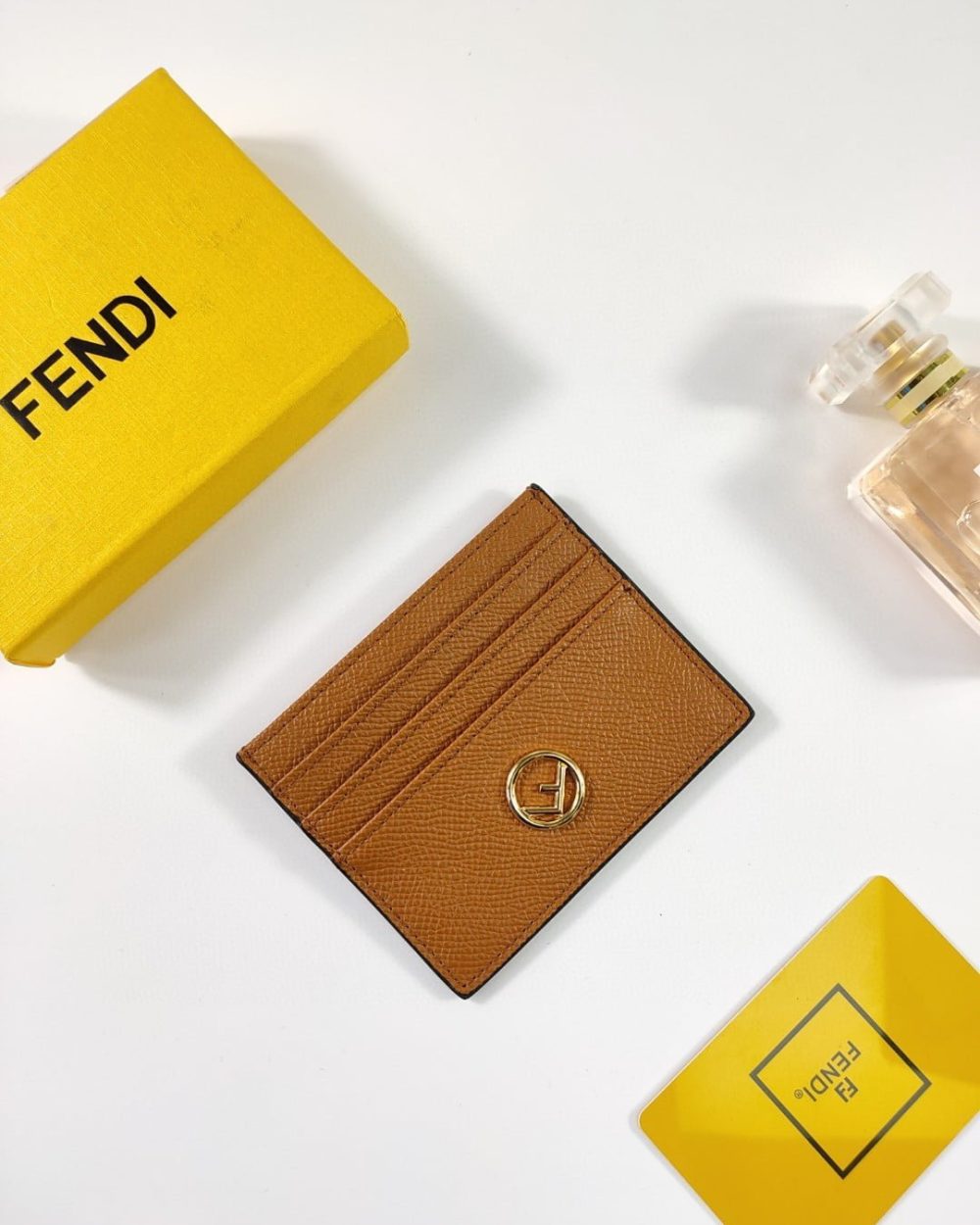 1:1 Replica Fendi Card Case Flat Brown For Women 4in/10cm FF