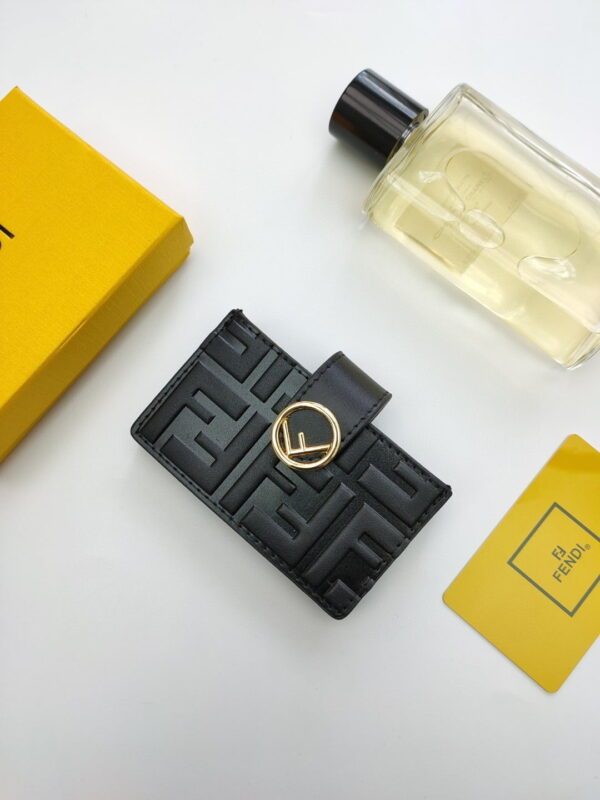 Fendi Card Holder Black With Black Gusseted Card Holder For Men 4in/10cm FF