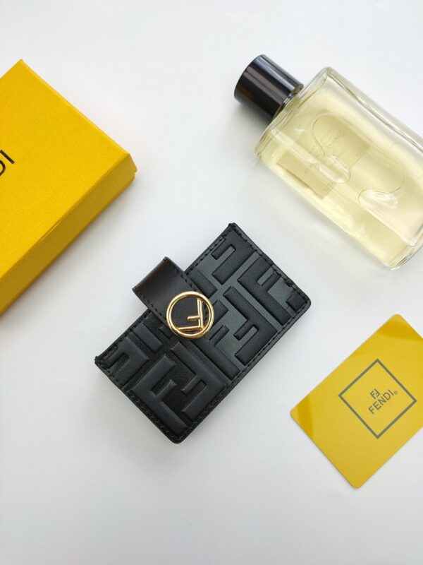 Fendi Card Holder Black With Black Gusseted Card Holder For Men 4in/10cm FF