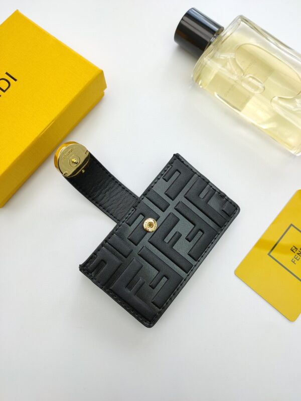 Fendi Card Holder Black With Black Gusseted Card Holder For Men 4in/10cm FF