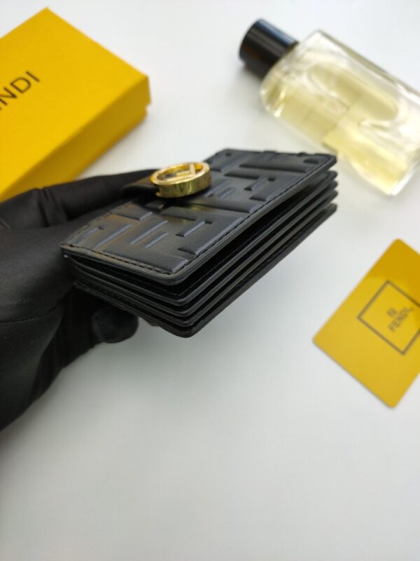 Fendi Card Holder Black With Black Gusseted Card Holder For Men 4in/10cm FF