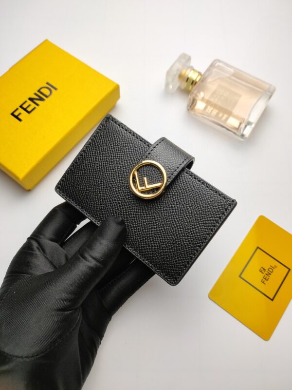 Fendi Card Holder Black With Black Gusseted Card Holder For Women 4in/10cm FF 8M0301A18BF0KUR
