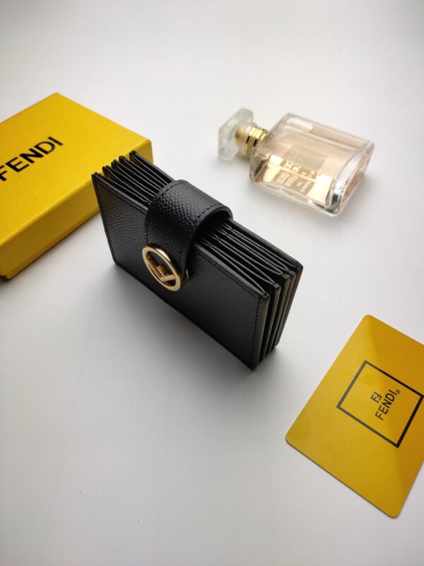 Fendi Card Holder Black With Black Gusseted Card Holder For Women 4in/10cm FF 8M0301A18BF0KUR