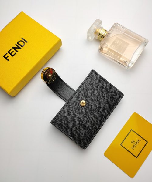 1:1 Replica Fendi Card Holder Black With Black Gusseted Card Holder For Women 4in/10cm FF 8M0301A18BF0KUR