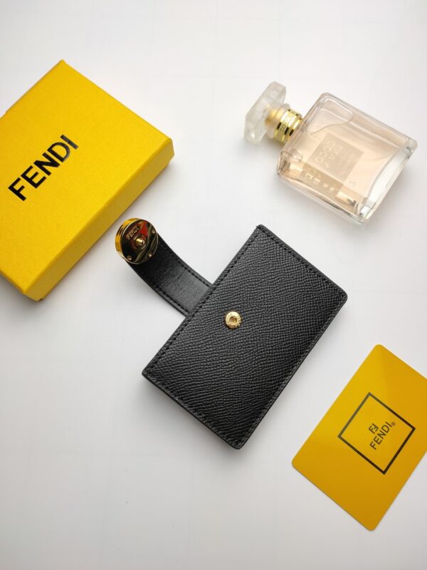Fendi Card Holder Black With Black Gusseted Card Holder For Women 4in/10cm FF 8M0301A18BF0KUR