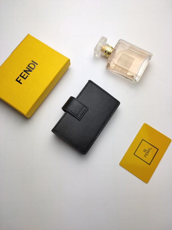 Fendi Card Holder Black With Black Gusseted Card Holder For Women 4in/10cm FF 8M0301A18BF0KUR
