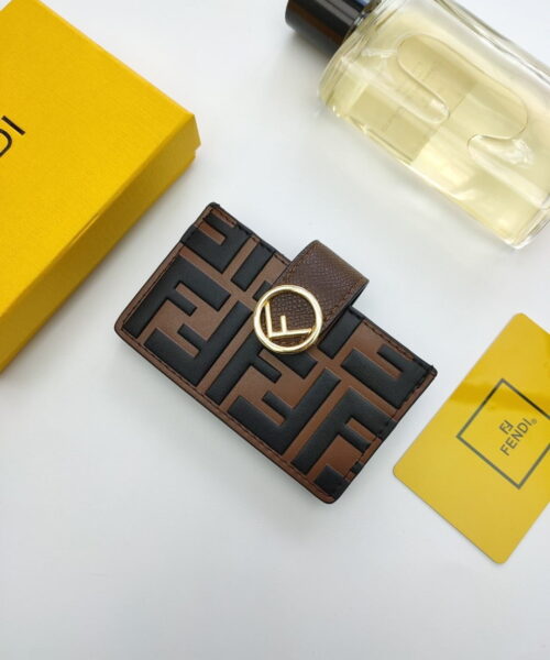 Fendi Card Holder Brown With Brown Gusseted Card Holder For Men 4in/10cm FF 8M0301AAFMF13VK