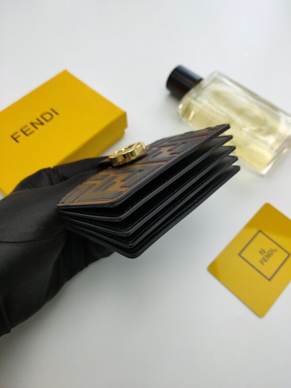 Fendi Card Holder Brown With Brown Gusseted Card Holder For Men 4in/10cm FF 8M0301AAFMF13VK