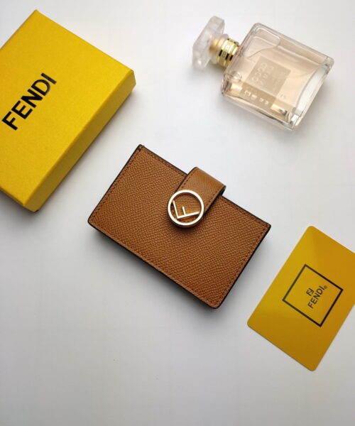 Fendi Card Holder Brown With Brown Gusseted Card Holder For Women 4in/10cm FF