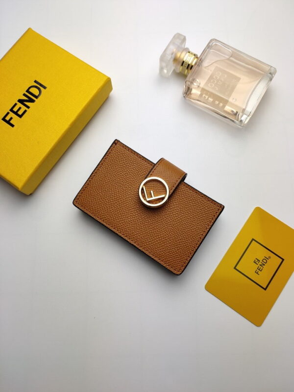 Fendi Card Holder Brown With Brown Gusseted Card Holder For Women 4in/10cm FF