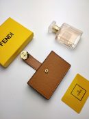 1:1 Replica Fendi Card Holder Brown With Brown Gusseted Card Holder For Women 4in/10cm FF