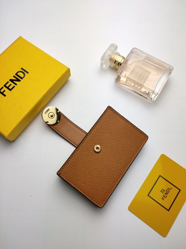 Fendi Card Holder Brown With Brown Gusseted Card Holder For Women 4in/10cm FF
