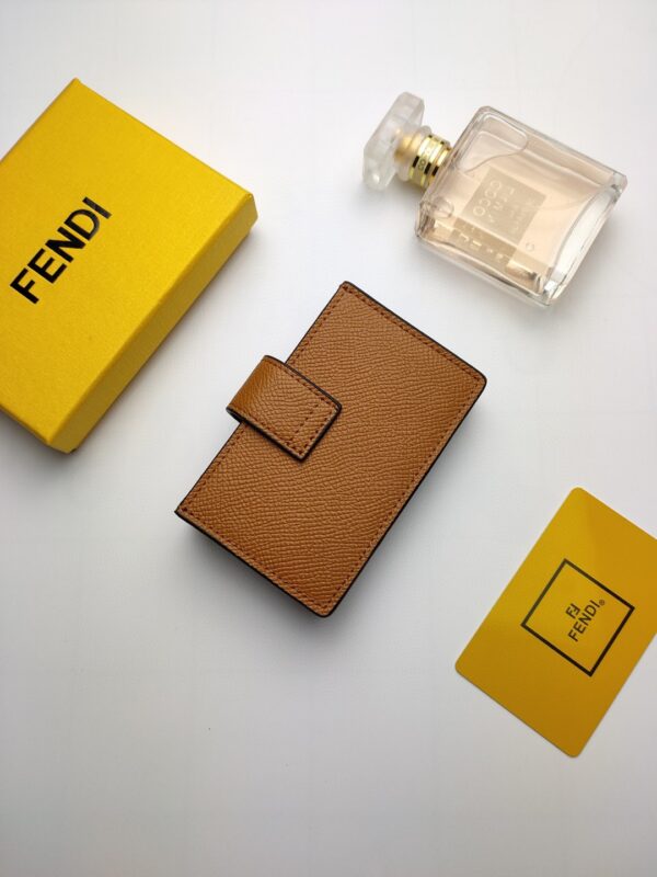 Fendi Card Holder Brown With Brown Gusseted Card Holder For Women 4in/10cm FF