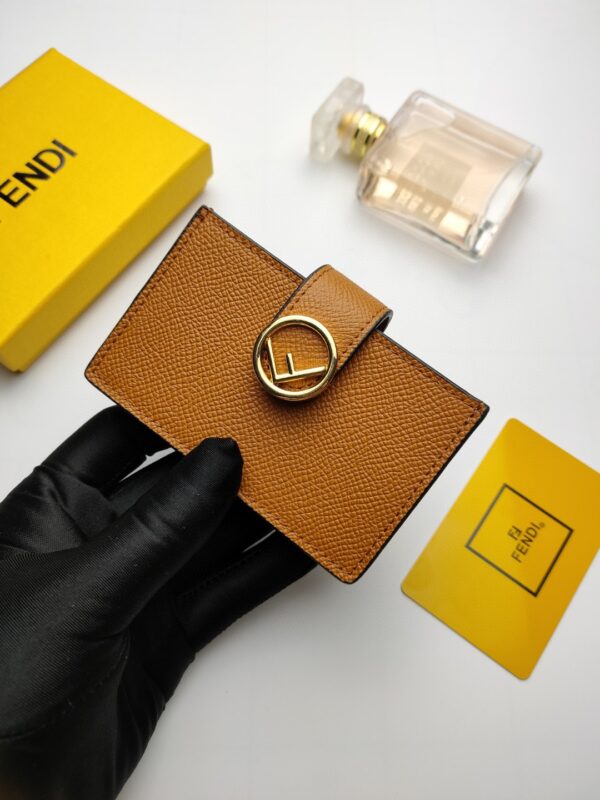 Fendi Card Holder Brown With Brown Gusseted Card Holder For Women 4in/10cm FF