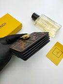 1:1 Replica Fendi Card Holder Brown With Cloud Blue Gusseted Card Holder For Women 4in/10cm FF