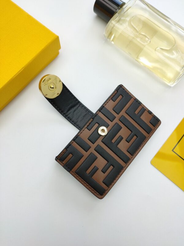 Fendi Card Holder Brown With Cloud Blue Gusseted Card Holder For Women 4in/10cm FF