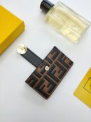 1:1 Replica Fendi Card Holder Brown With Yellow Gusseted Card Holder For Women 4in/10cm FF 8M0301A6CBF19DA