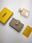 1:1 Replica Fendi Card Holder Light Grey With Light Grey Gusseted Card Holder For Women 4in/10cm FF 8M0301A18BF0E65