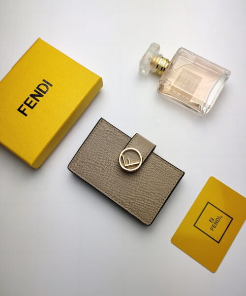 Fendi Card Holder Light Grey With Light Grey Gusseted Card Holder For Women 4in/10cm FF 8M0301A18BF0E65