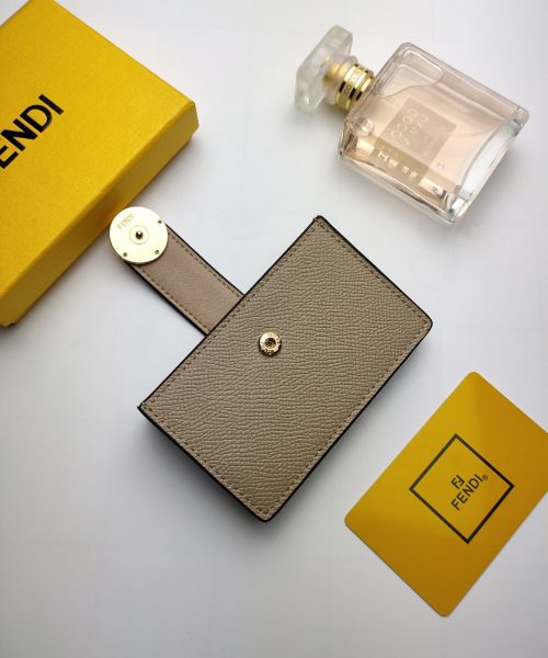 1:1 Replica Fendi Card Holder Light Grey With Light Grey Gusseted Card Holder For Women 4in/10cm FF 8M0301A18BF0E65