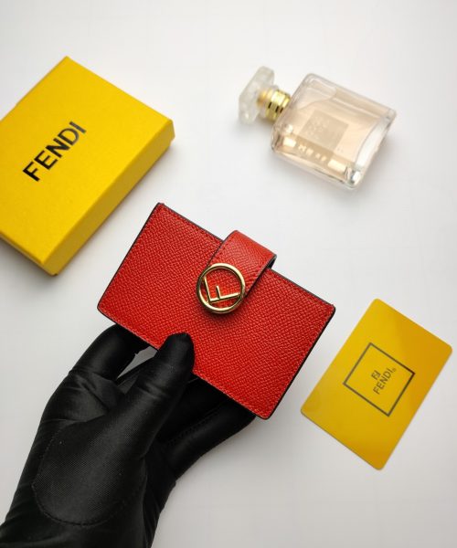 1:1 Replica Fendi Card Holder Red With Red Gusseted Card Holder For Women 4in/10cm FF