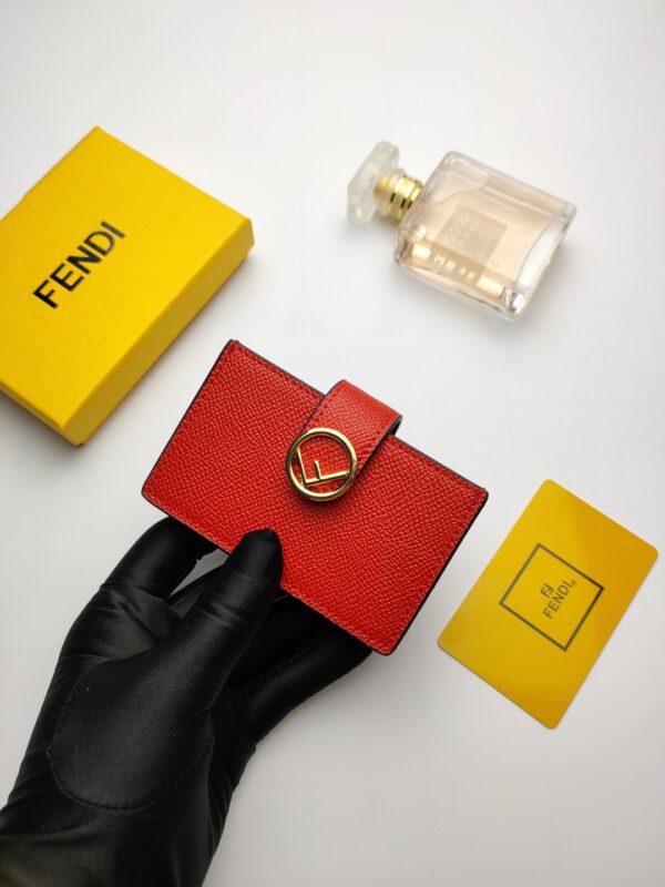 Fendi Card Holder Red With Red Gusseted Card Holder For Women 4in/10cm FF