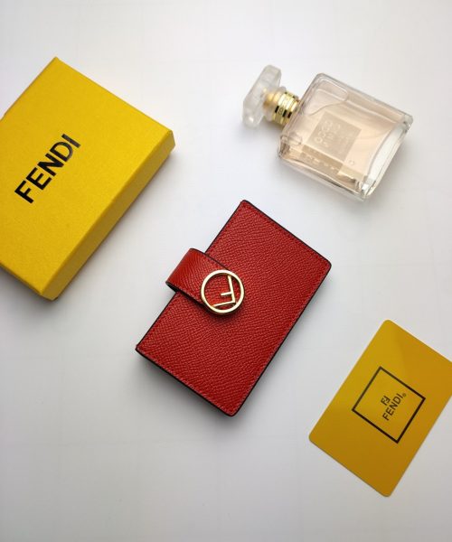 1:1 Replica Fendi Card Holder Red With Red Gusseted Card Holder For Women 4in/10cm FF