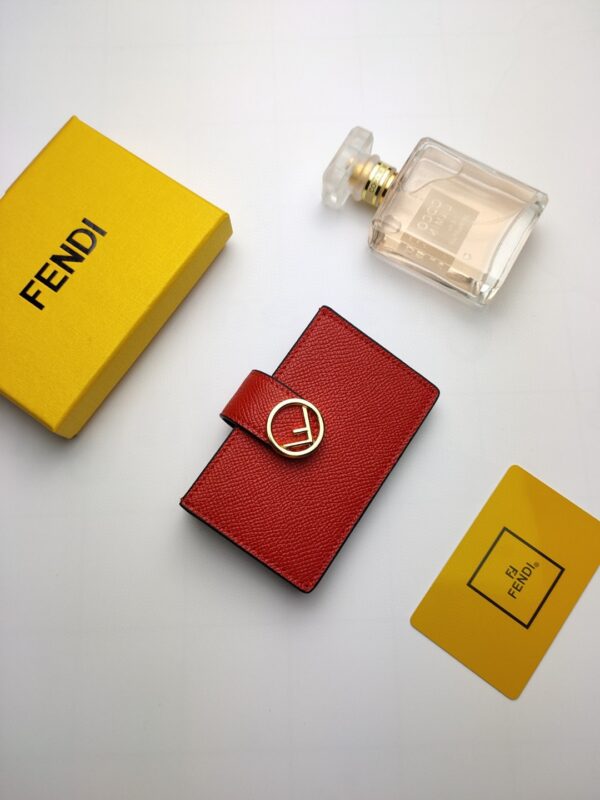 Fendi Card Holder Red With Red Gusseted Card Holder For Women 4in/10cm FF