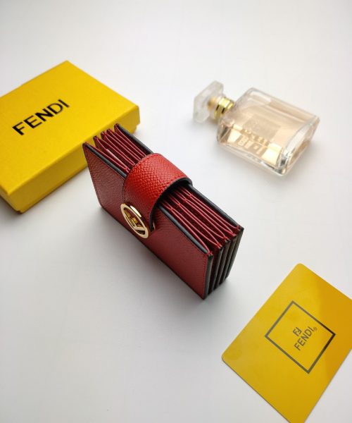 1:1 Replica Fendi Card Holder Red With Red Gusseted Card Holder For Women 4in/10cm FF