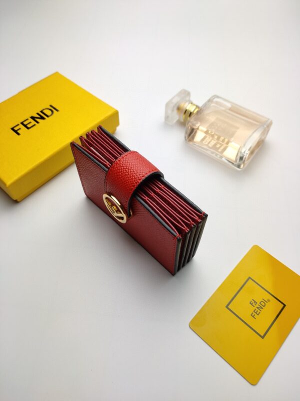 Fendi Card Holder Red With Red Gusseted Card Holder For Women 4in/10cm FF