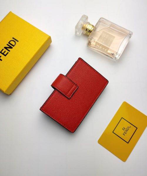 1:1 Replica Fendi Card Holder Red With Red Gusseted Card Holder For Women 4in/10cm FF