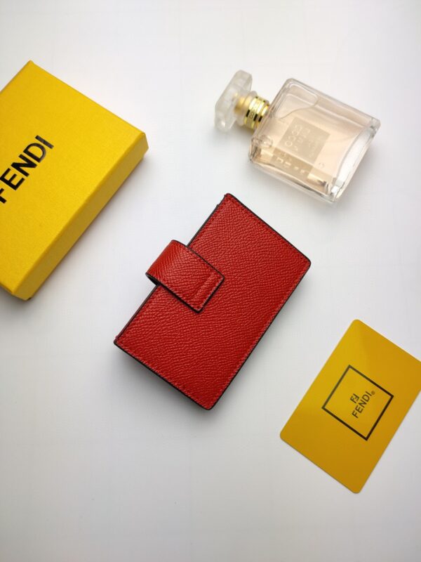 Fendi Card Holder Red With Red Gusseted Card Holder For Women 4in/10cm FF