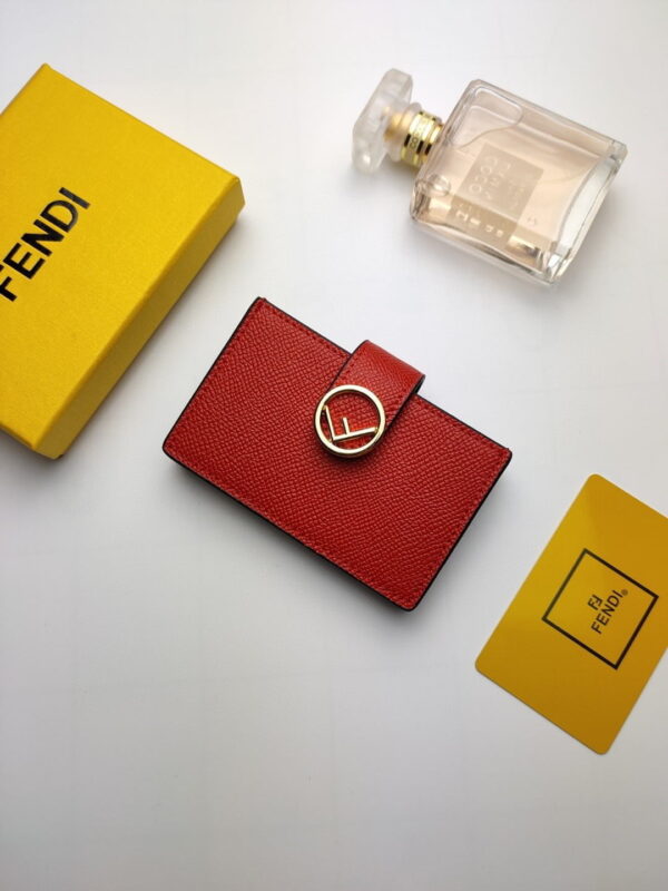 Fendi Card Holder Red With Red Gusseted Card Holder For Women 4in/10cm FF