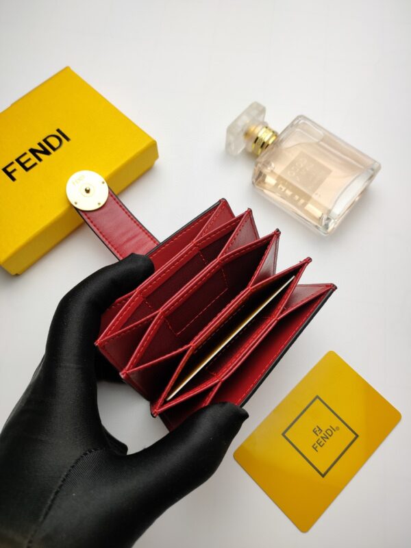 Fendi Card Holder Red With Red Gusseted Card Holder For Women 4in/10cm FF